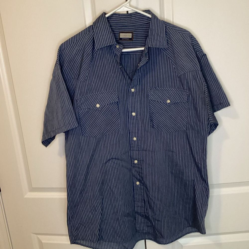 Mens Stoneriver Outfitters pearl snap western / work wear shirt XL Blue striped‎